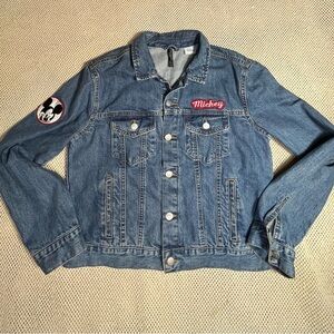 Zara/Disney Denim patch jean jacket women size LARGE .
